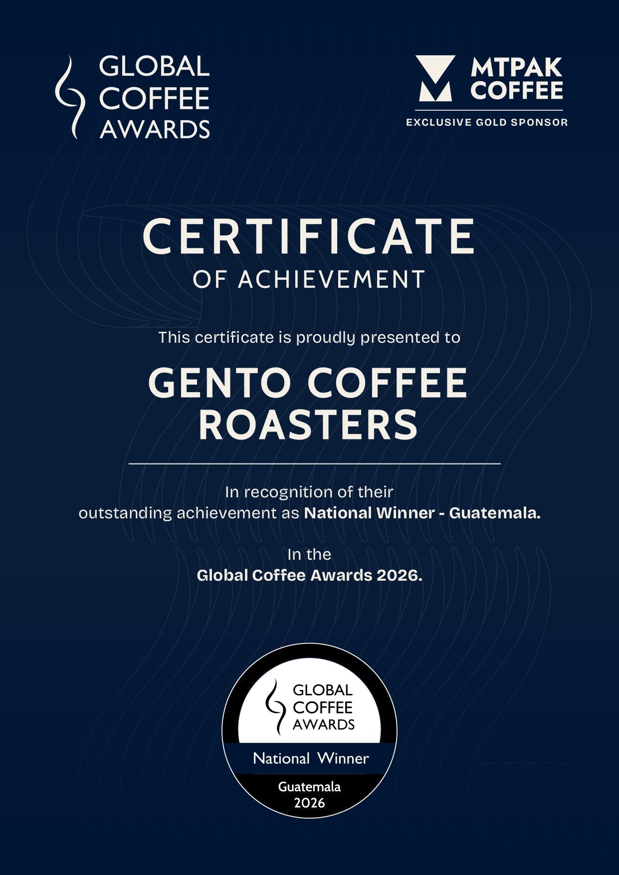 Gento Coffee, nombrado ganador nacional de Guatemala — por segundo año consecutivo en los Global Coffee Awards